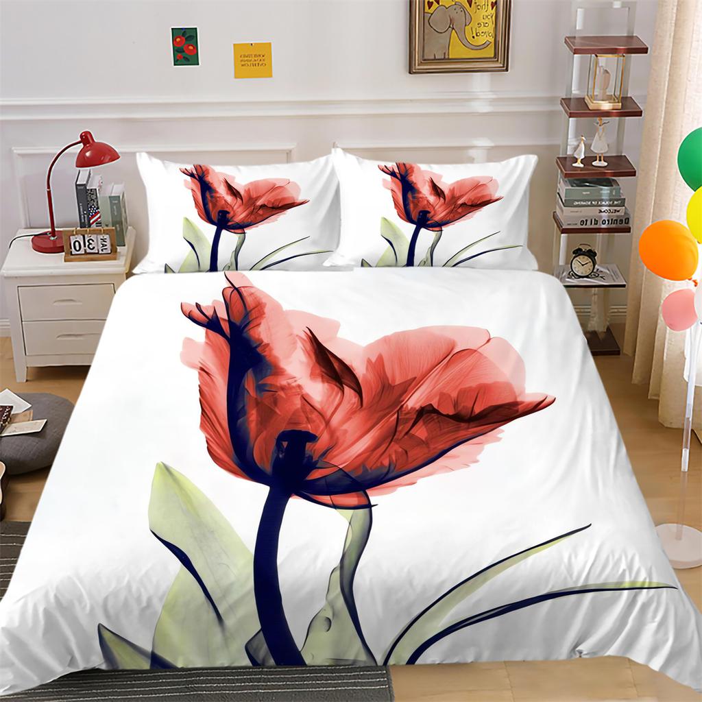 Bettbezug-Set, bunte Blumen, Kissenbezug, Bettbezug-Set, Bettdeckenbezug-Set