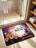 Happy Halloween Bath Mat Pumpkin Ghost House Bat Pattern Non‑Slip Absorbent Floor Rug for Bathroom Entryway Home Halloween Party