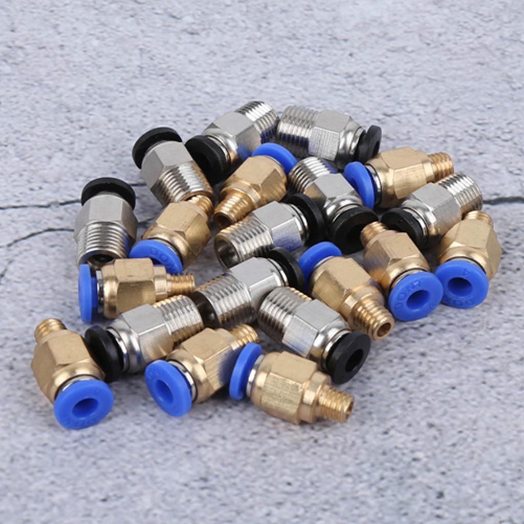 20Pcs Straight Pneumatic Fitting Push Connect for Bowden Ex 3D Printers PC4‑M10 PC4‑M6