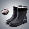 Winter Warm Fur Rain Boots Men's Waterproof Drawstring Shoes Non-Slip Flat Fashion Take Out Rider Autumn Summer Spring Black Red
