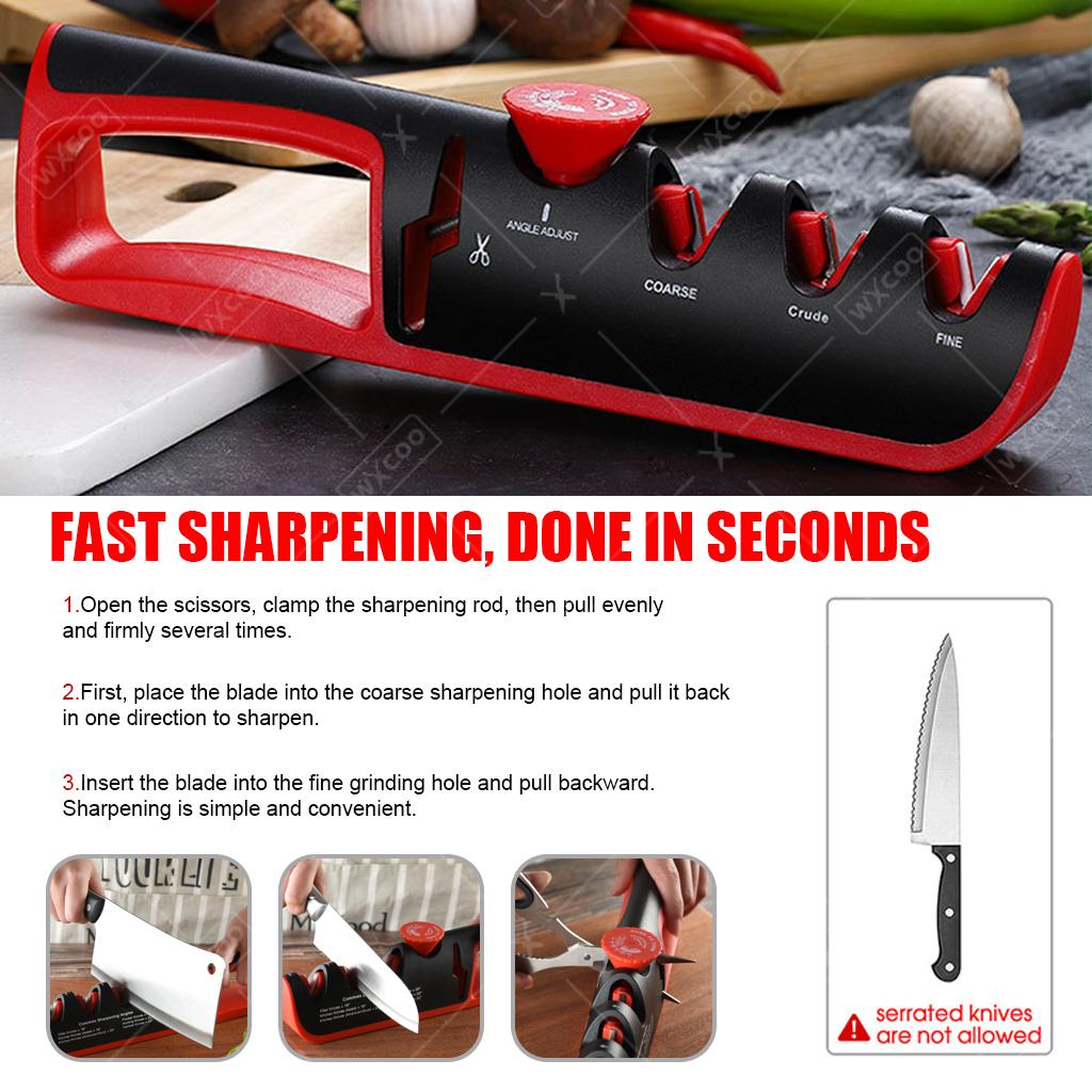 Professional 4-in-1 Knife Sharpening Adjust Angle Kitchen Knife Sharpener Helps Repair Restore Polish Blades Scissor Sharpener