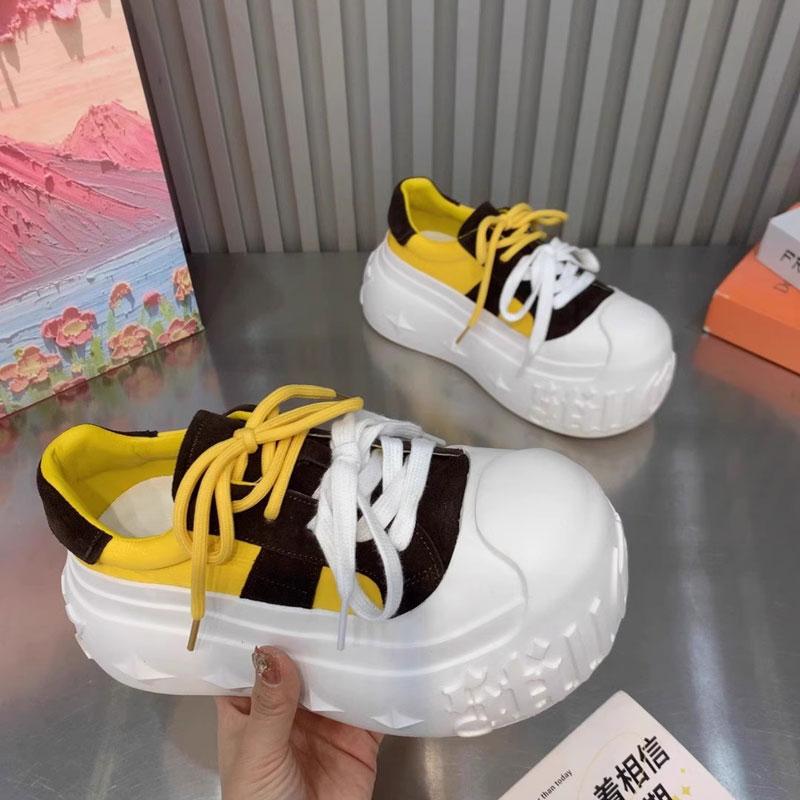 

Мода 2025 Четыре сезона Мода Женская повседневная обувь Стиль колледжа Широкий носок Мягкая удобная обувь на плоской подошве Повседневная спортивная обувь для улицы 40 жёлтый