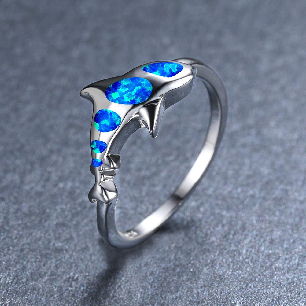 Light Luxury Style Treasure Blue Cross Ring Versatile Ring