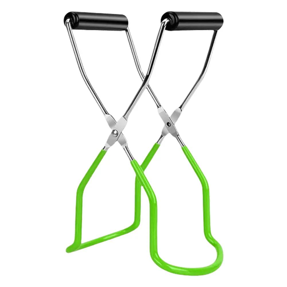 Stainless Steel Canning Jar Lifter with Grip Handle Can Lifter Tongs Jar Clip Heat Resistance Anti-clip Glass Tong for Kitchen