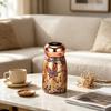 Mini Drink Tumblers with Lid Temperature Display, Stainless Steel Insulated Water Bottle, Decorative Florals Print Finish Vacuum Flask Gift