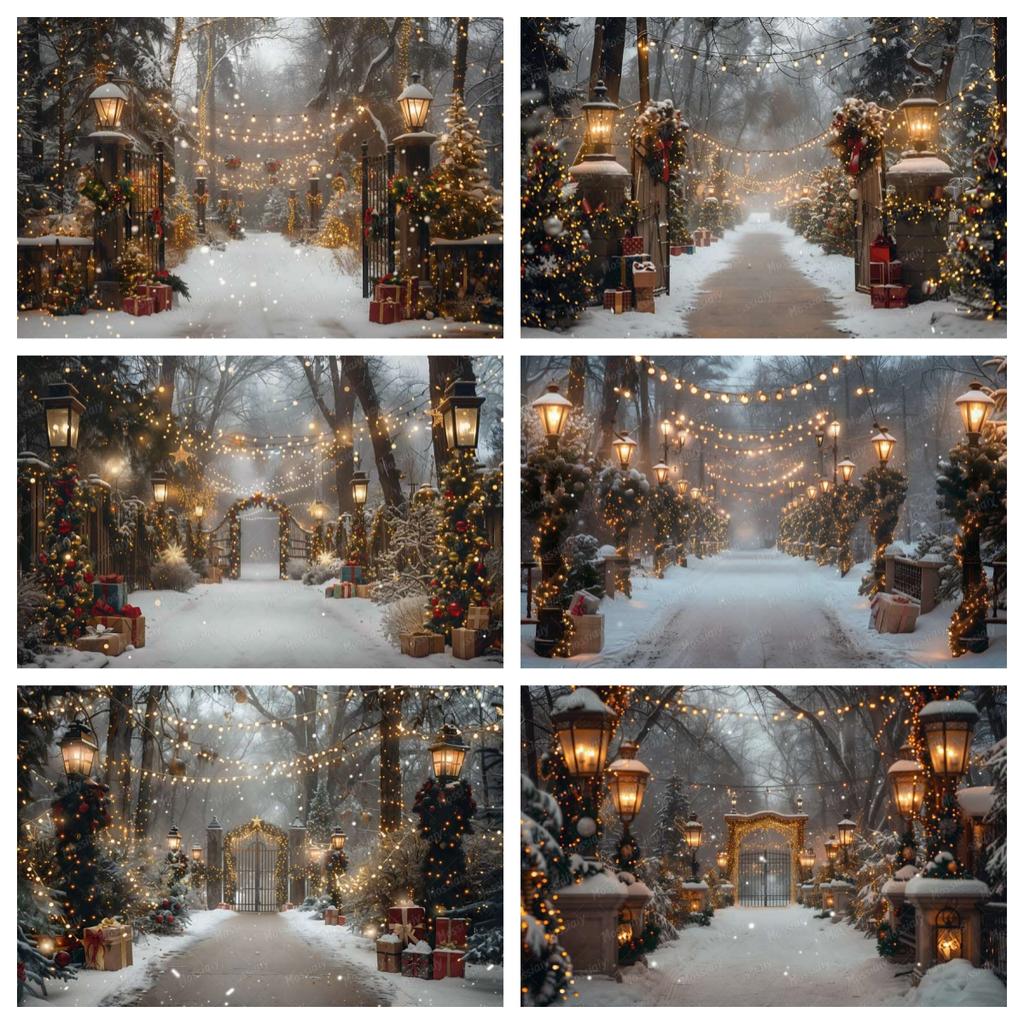 Weihnachts-Hintergrund Fotografie Winter Schnee Weihnachtsbaum Dekoration Neujahrsparty Erwachsene Kinder Foto Hintergründe Banner Requisiten
