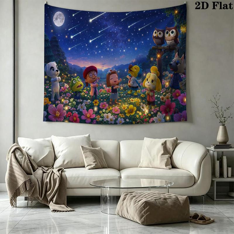 Animal Crossing Anime Wall Tapestry Aesthetic Wall Hanging Printed Fabric Blanket Decorative Tapestries for Bedroom Living Room Home Decor