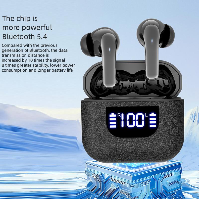 Wireless Earphone 40dB Noise Cancelling Bluetooth 5.3 Headphone with LED Display HD Call Earbuds for Business Office Travel Game