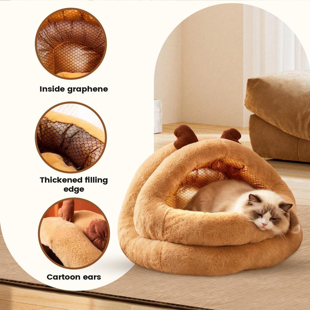 Christmas Cat Bed Washable Cold Weather Christmas Reindeer Shape Cat House For Small Medium Large Breeds Living Room Bedroom
