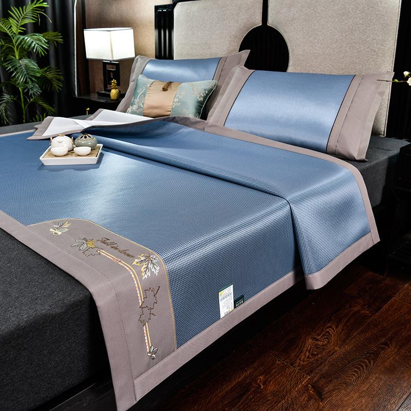 New High-end Ice Silk Antibacterial Bed Mat Two-piece Set Three-piece Folding Ice Rattan Mat Ice Silk Mat Pillowcase