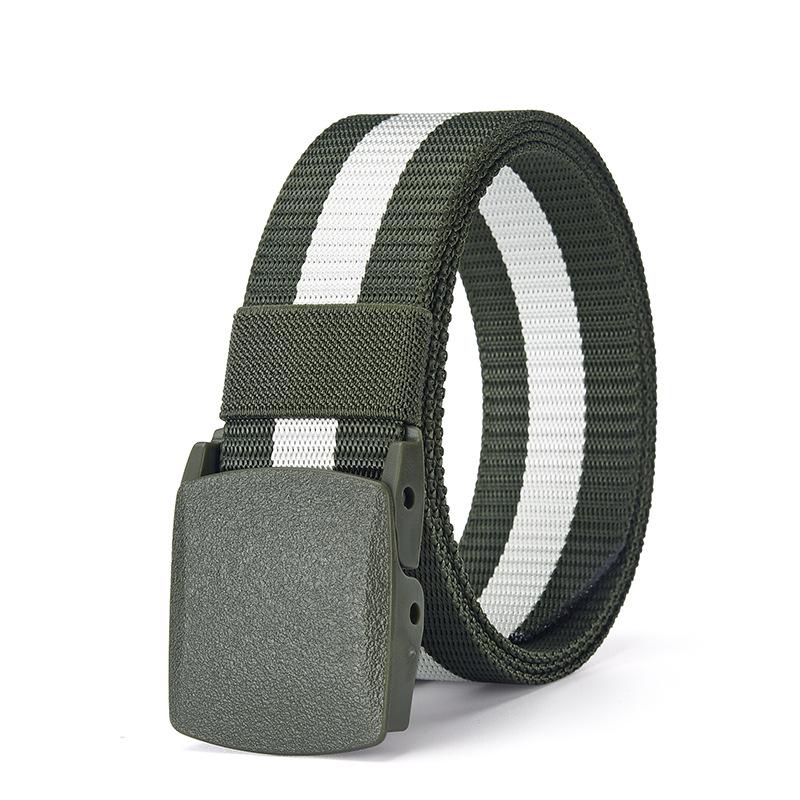 Men's Tactical Canvas & Nylon Woven Belt with Leather Trim - Elastic and High-End Accessory