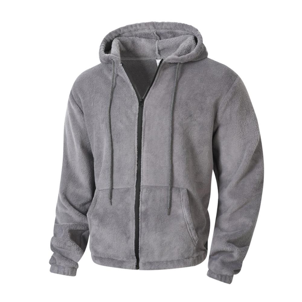 Herbst Winter Herren Fleece Kapuzenjacke Europäischer Stil 2025 Winter Reißverschluss Taschen Klassische Basic Oberteile Oberbekleidung Khaki Bequeme Jacken Neu