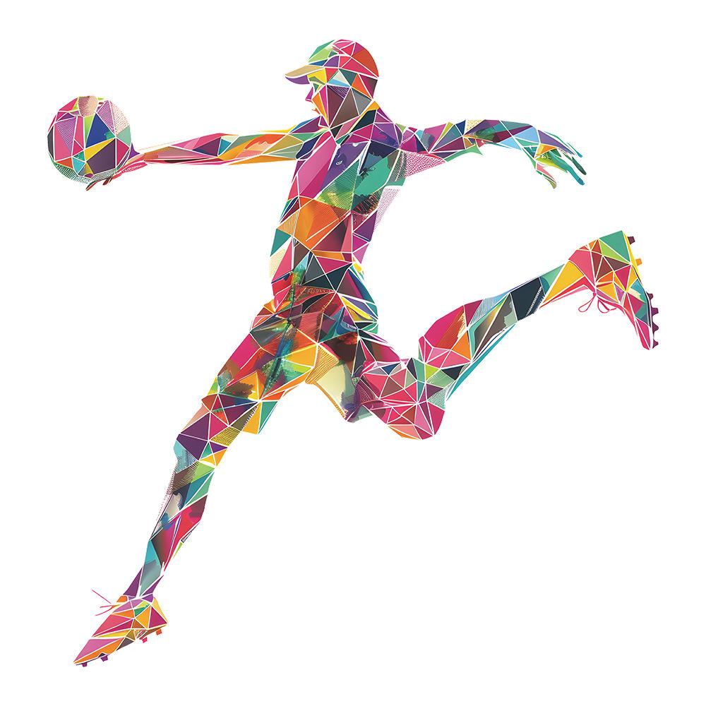 Creative Puzzle Basketball Player Wall Sticker Self-Adhesive for Kids Bedroom Wall Decoration