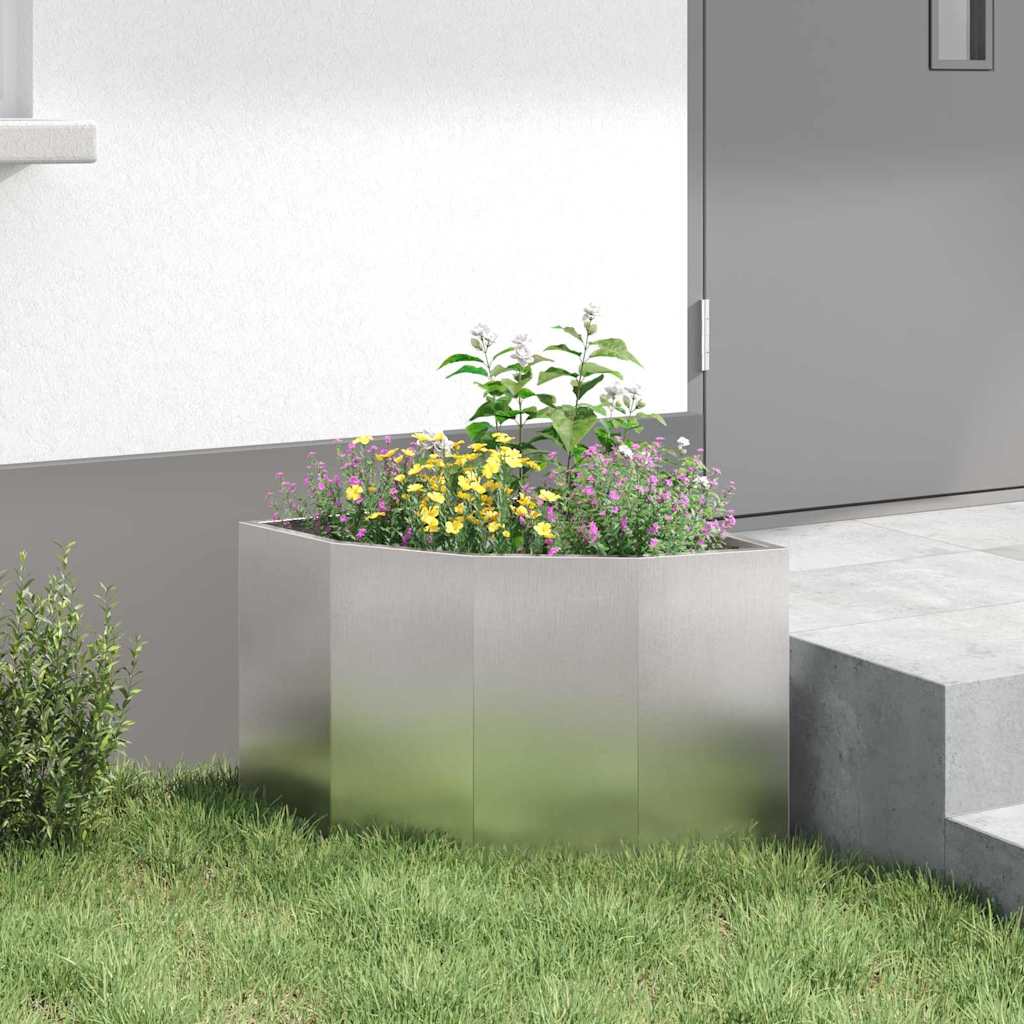 Corner Planter Silver 45 X 45 X 35 Cm Stainless Steel