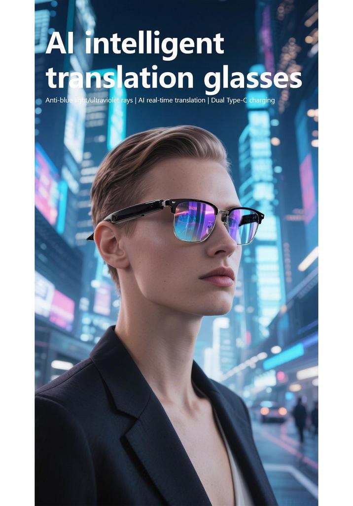 Smart Bluetooth Glasses with AI Translation: Supports 100+ Languages, Music Streaming, and Hands-Free Calls