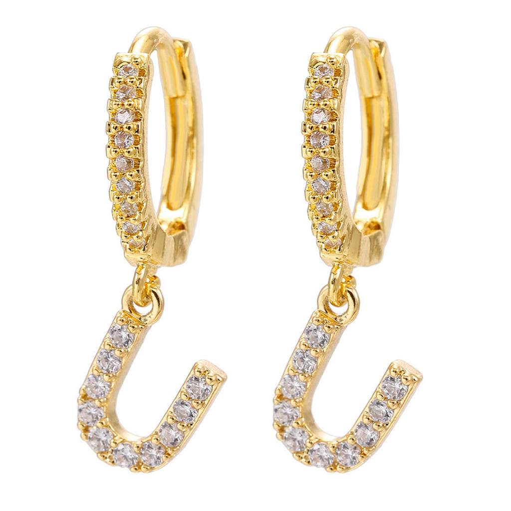 A Pair Of Zircon Earrings With Letters
