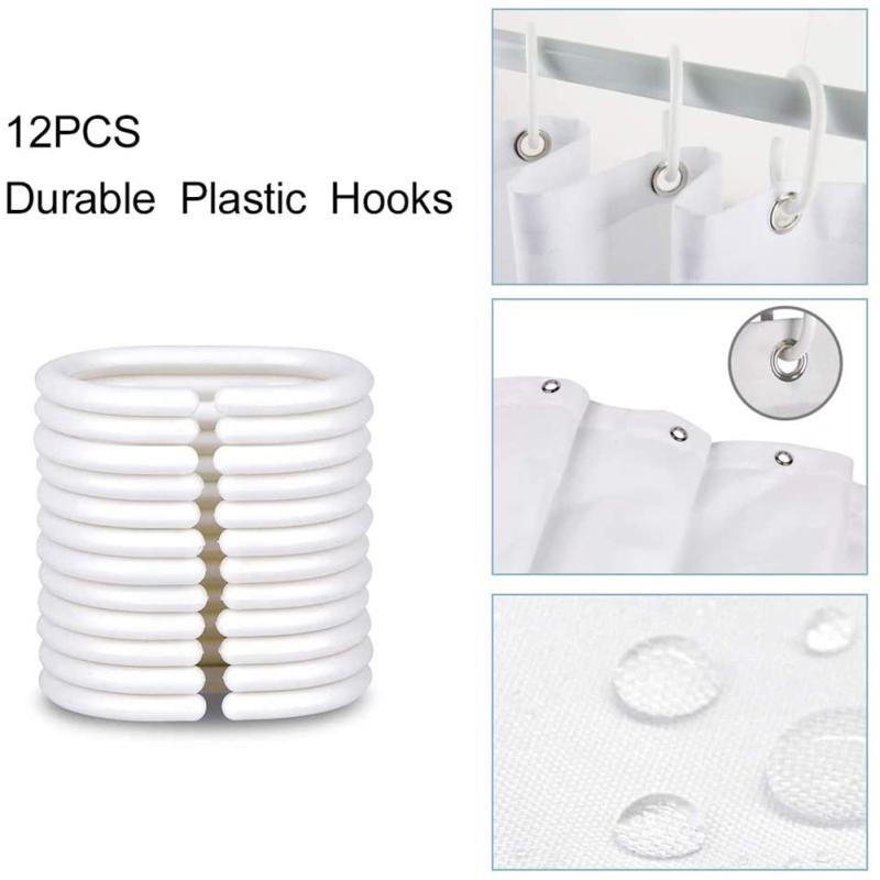 180x180cm Perdele de duș impermeabilă cu 12 cârlige Perdele de separare a camerei cu model de plante în stil nordic