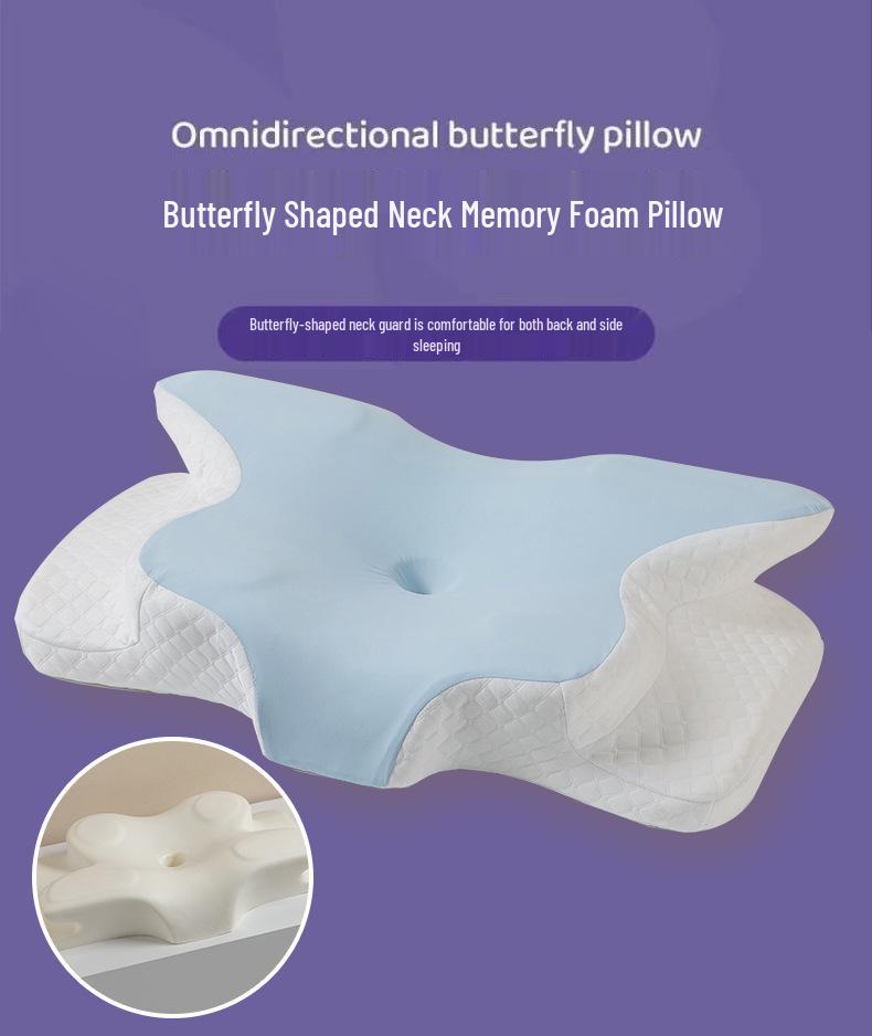 Butterfly Memory Foam Pillow - Ergonomic Horn-Shaped Traction Design for Adults