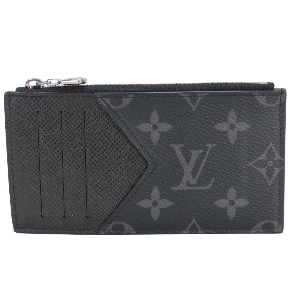 Used LOUIS VUITTON Coin Case Coin Card Holder M30271 Monogram Eclipse/Taiga Noir Black Accessory