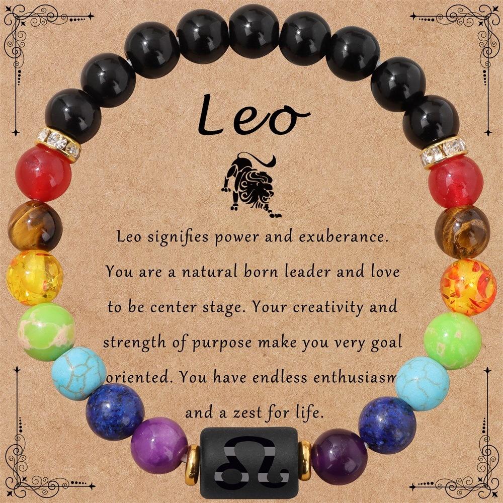 Brățară cu 12 constelații Brățară elastică țesută manual, reglabilă, ochi de tigru natural, obsidian, cadou, bijuterii