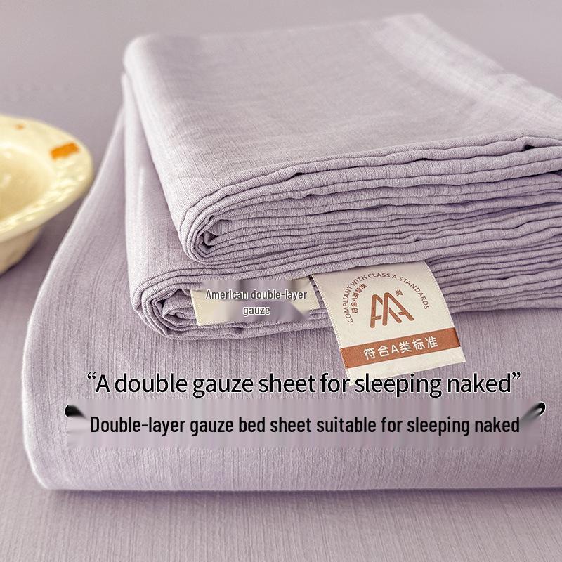 Class A Double Layer Gauze Bedding: Single Cotton Bed Sheet & Duvet Cover Set for Dorm Rooms