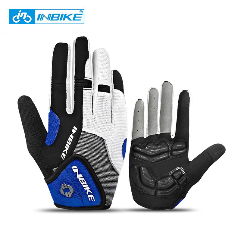 INBIKE Fahrradhandschuhe Touchscreen Fahrradsport Handschuhe Stoßfest MTB Vollfinger Bike Rennradhandschuh für Biker Herren mit Handflächenpolster