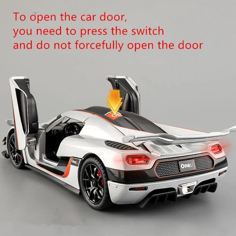 1/24 Koenigsegg ONE 1 Model sportovního auta z hliníkové slitiny Odlévaný kovový model závodního auta Vysoká simulace Zvuk a světlo Dětské hračky Dárek