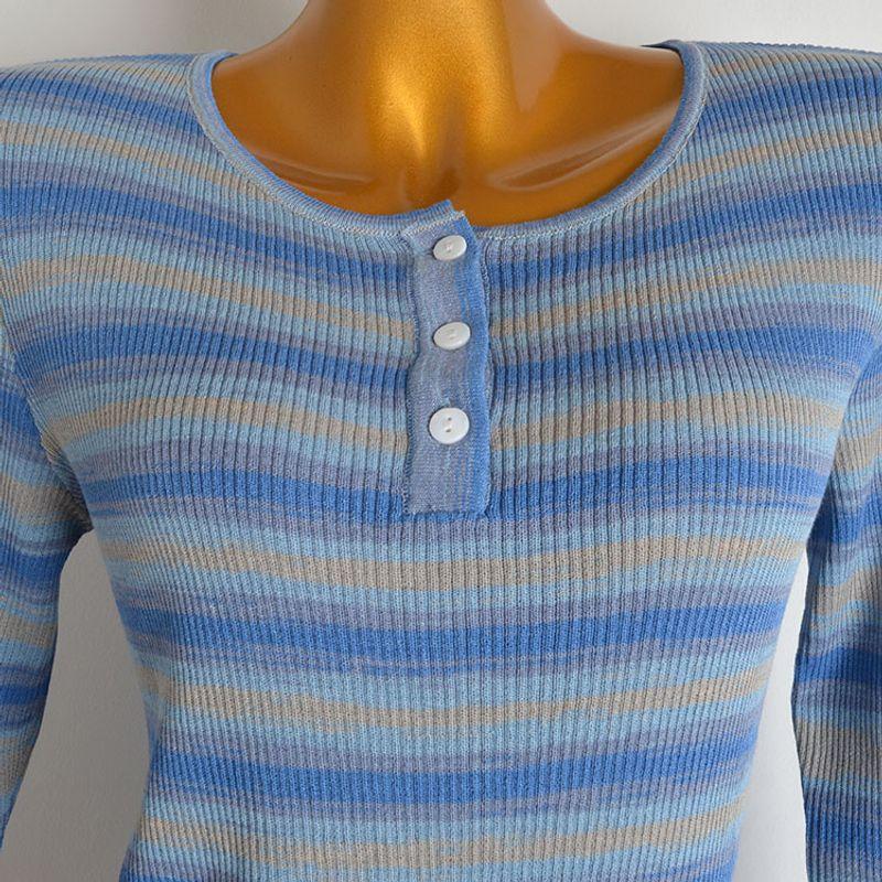 Spring & Fall New Round Neck Rainbow Stripes Long Sleeves Knitwear Women's Clothing Silm Fashion Western Style Shirt Tops