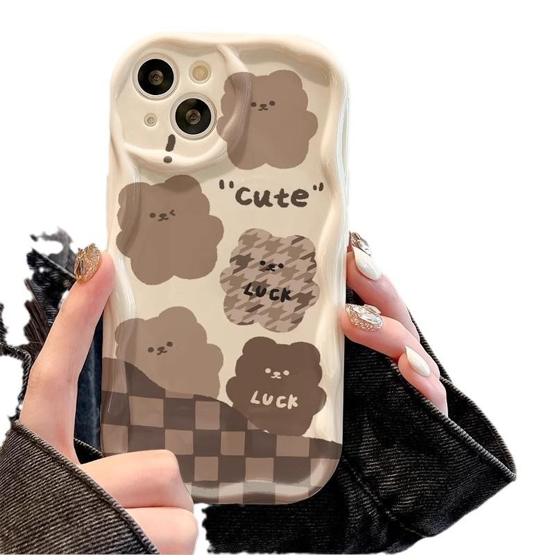 Full Screen Bear for Apple 16promax Mobile Phone Case 15plus Female for IPhone14pro/13 Cream Pattern 11
