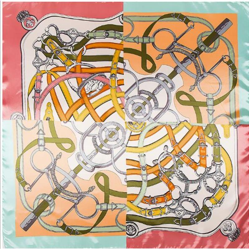 90*90cm Women Silk Square Scarf Fashion High Quality Stitching Chain Design Ladies Scarves Shawl Hijab