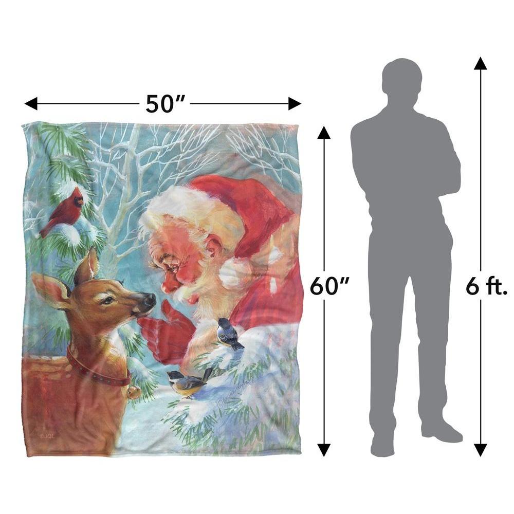JQ Licensing Silky Fawn Santa Claus Christmas Supersoft Blanket