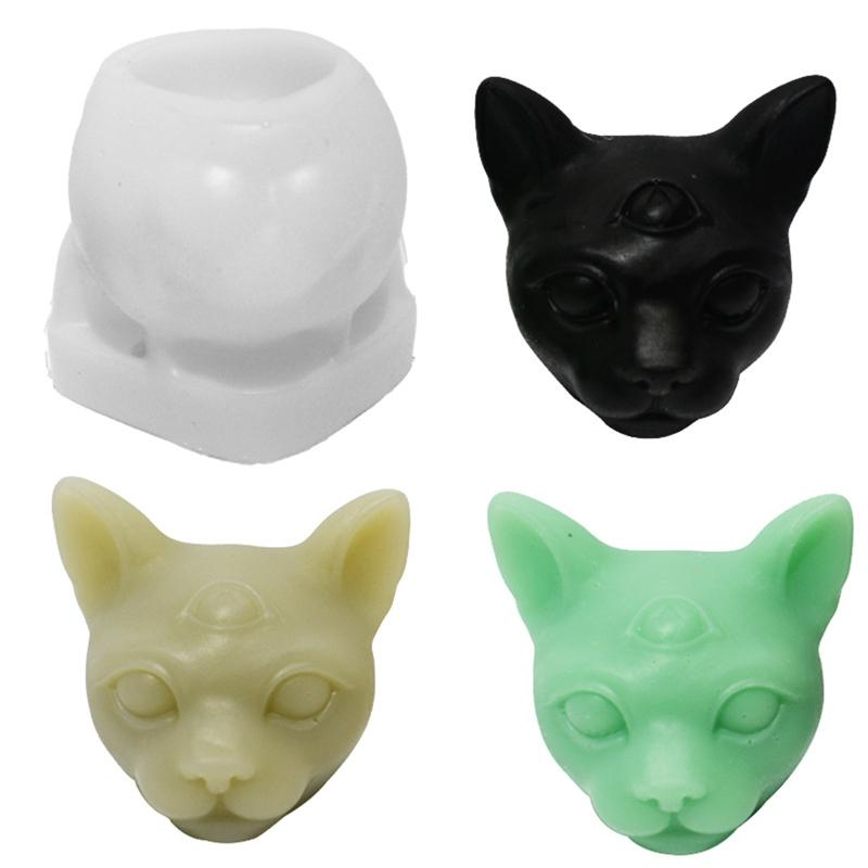 Cute Evil for Cat Animal Candle Mold 3D Abstract Resin Epoxy Casting Molds for Home Decor Ornament Aromatherapy Mold