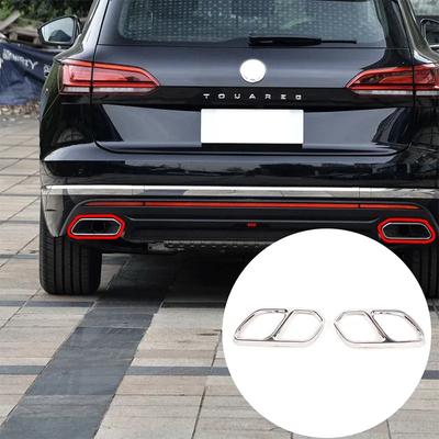 For Volkswagen Touareg - Stainless Steel Black Car Exhaust Muffler  Exhaust Pipe Cover Trim Stickers Car Accessories