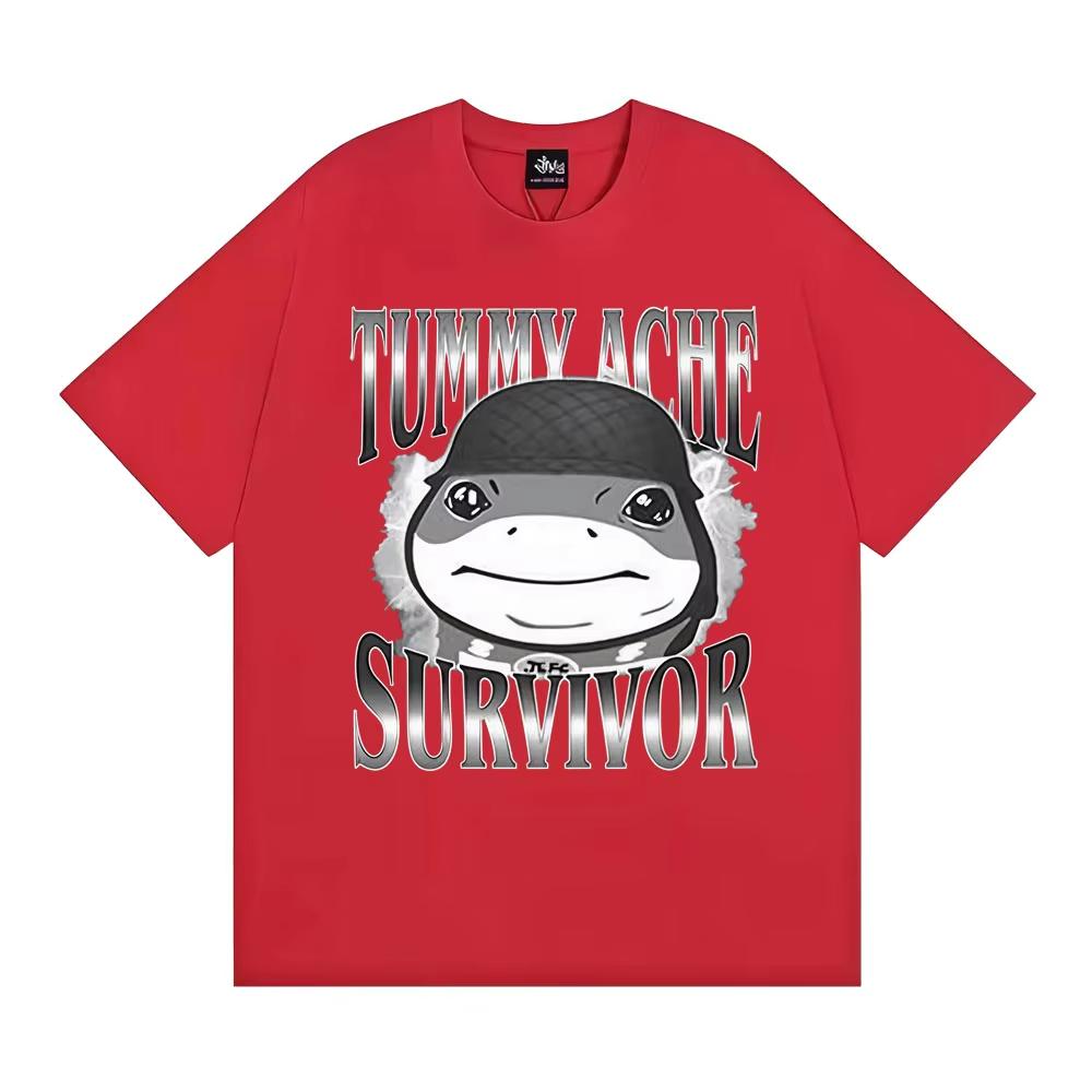 Funn Tummy Ache Survivor Jeff The Land Shark Helmet Meme T Shirts Men Women Fashion Humor Vintage Short Sleeve Oversized Tshirt