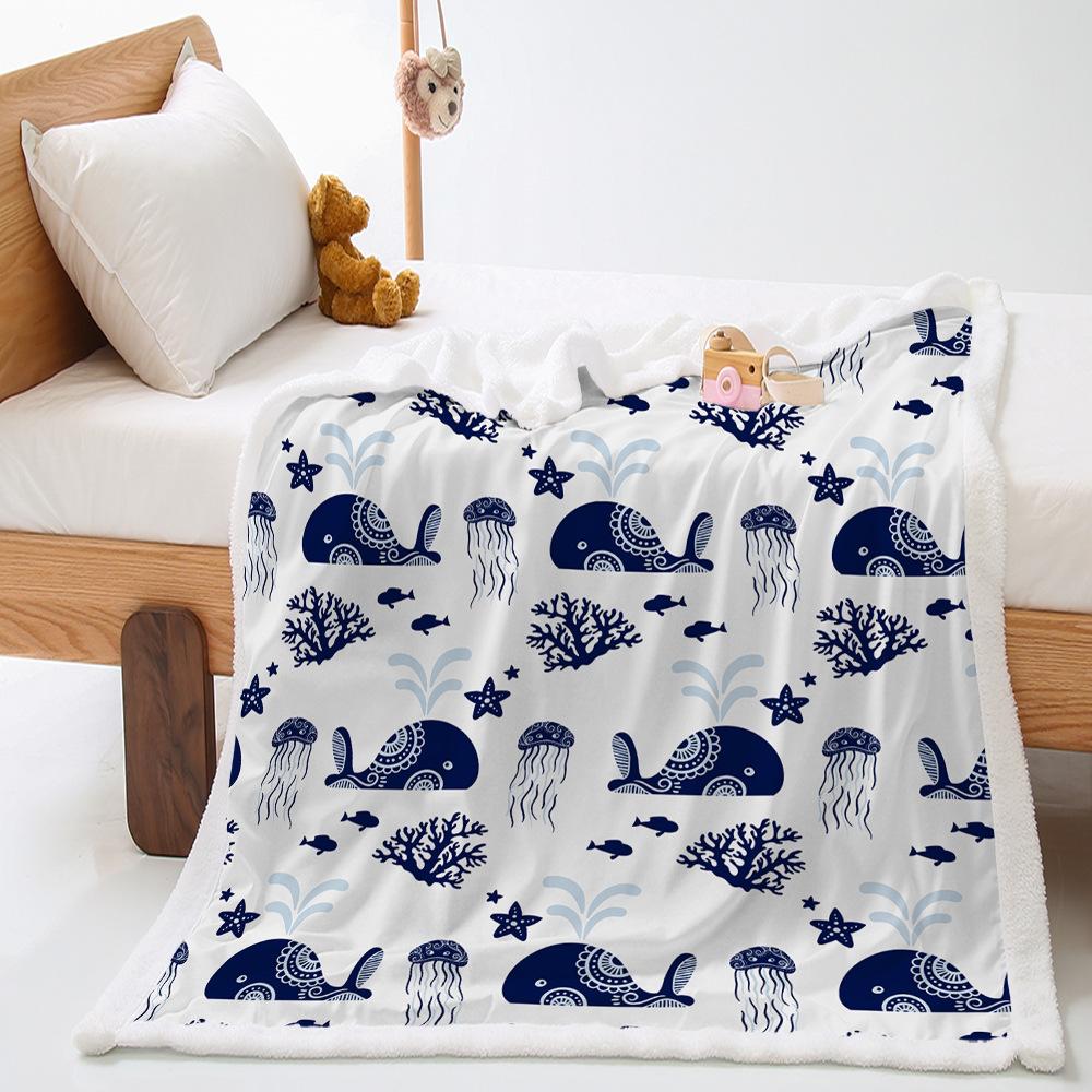 Blanket 2D Digital Printed Lamb Fleece Crystal Fleece Ocean Turtle Blanket Blanket