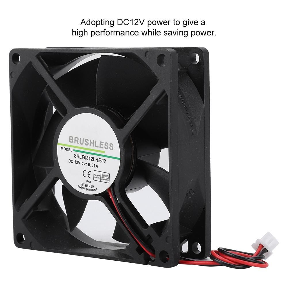 SHLF0812LHE 12 DC12V 0.51A 8CM 2Pin Large Air Volume Cooling Fan Cooler