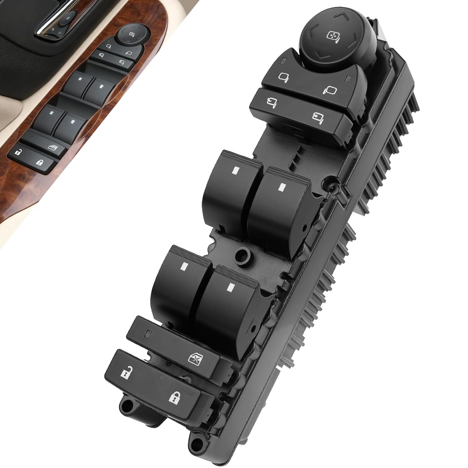 

20835553, 15093440 Front Left Power Window Switch, Compatible with Chevrolet Silverado 1500 2007-2013, GMC Sierra 1500 2007-2013 (with Power Folding