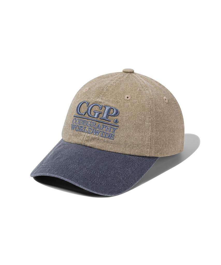 CGP Square Logo Washed Color Block Ball Cap_Light Khaki