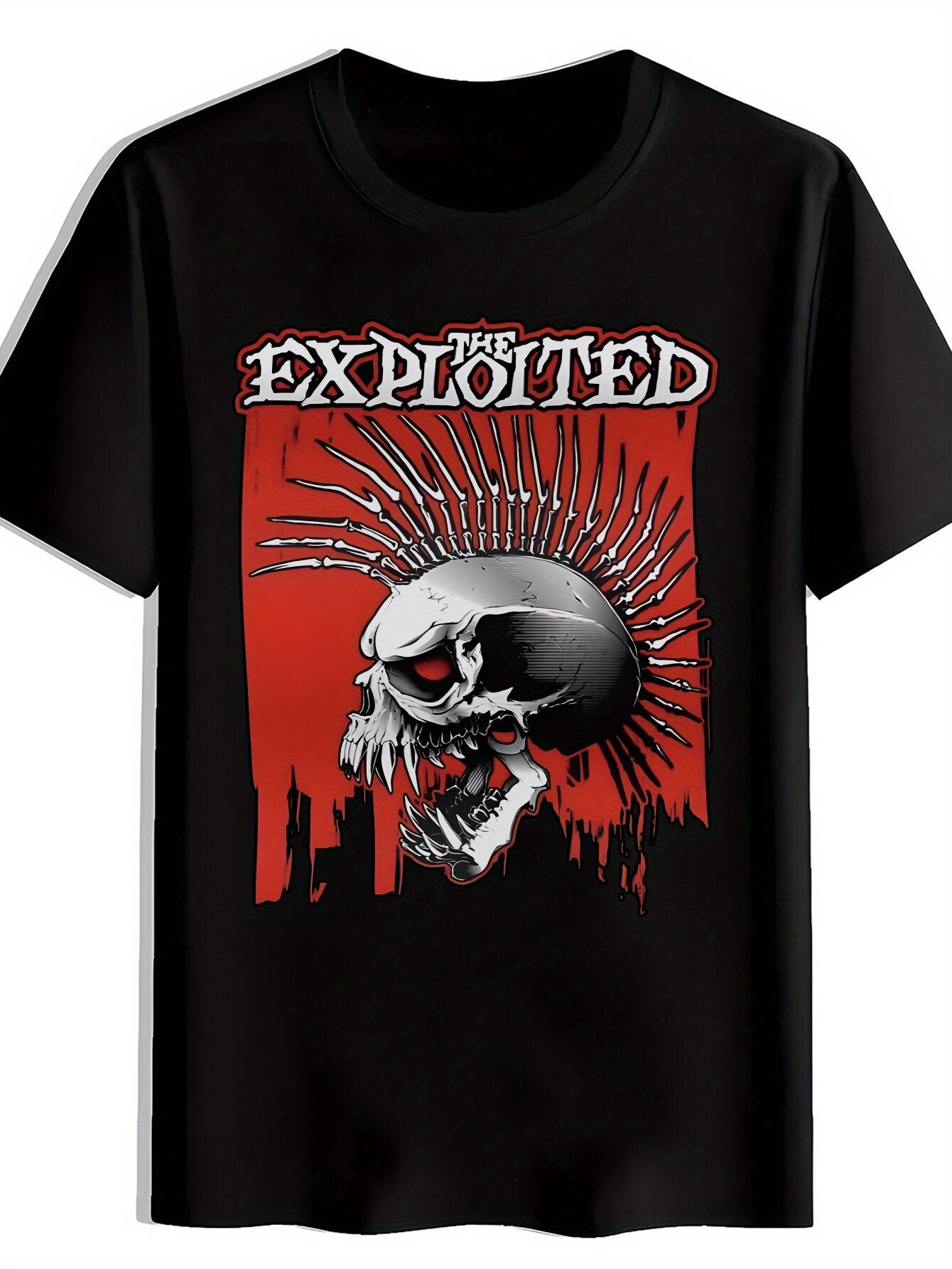 T-shirt Black with Skull and Spiked Design - Exploited Graphic M