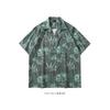 Bcbgh National Style Vintage Ink Painting Flower Short Sleeve Shirt Men's Loose Cuban Collar Hawaiian Shirt