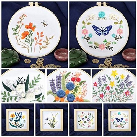 1 Set Full Range of Embroidery Starter Kit with Pattern, Stamped Embroidery Kit - DIY Beginner Starter Kit for Art Craft Handy Sewing for Beginner