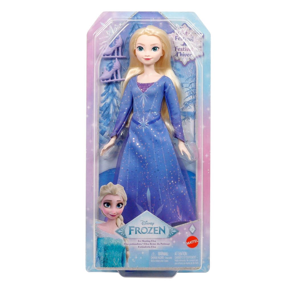 Mattel Disney Frozen Elsa Ice Skating Fashion Doll JBG53 - Removable Dress, Bendable Knees, Skates Included, Ages 3+