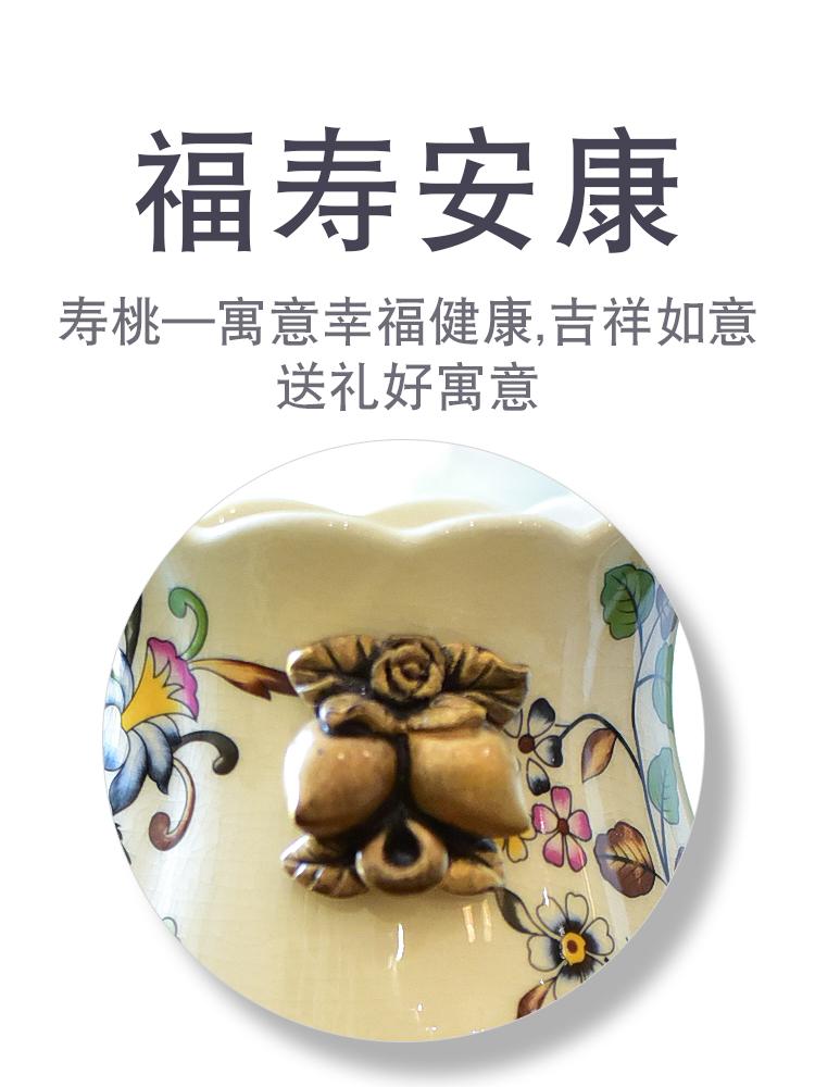 Vase Decoration Ceramic Plant Flower Large Capacity Living Room Flower Arrangement RetroEuropeanStyle Dining Table Floral Device