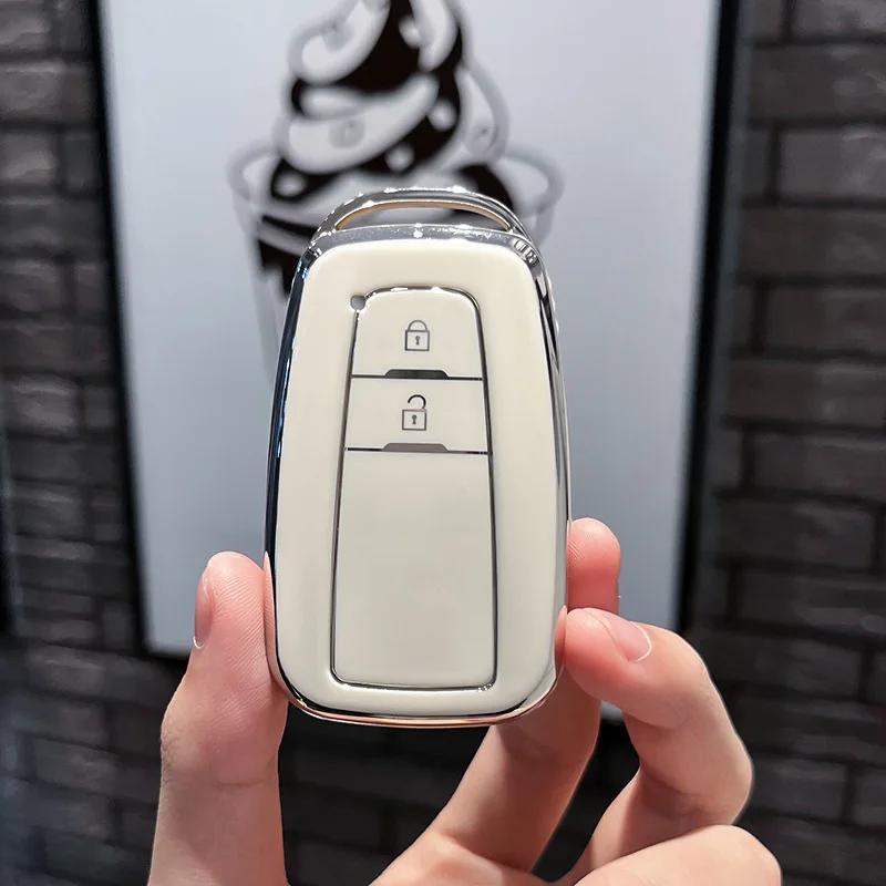 Modne etui na kluczyk samochodowy z TPU, pełna osłona, skorupa dla Toyota Prius Camry Corolla CHR C-HR RAV4 Land Cruiser Prado, akcesoria do breloczka
