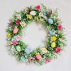 Spring Easter Wreath Artificial Wildflower and Egg Decoration Wreath Front Door Wreath