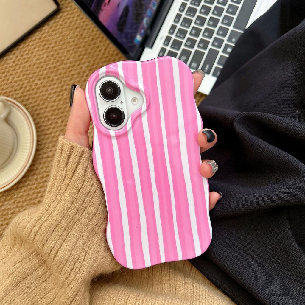 Niche Color Block Striped Case for iPhone 16 Pro Max Apple 17 Phone Case 15/14 Two-in-One Film Case