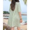 Vestido Mini Floral de Manga Media con Cuello en V para Mujer con Botones Casual para el Uso Diario