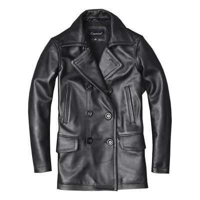 Chinese Size New Men's Genuine Leather Jacket Male Cowhide Overcoat Autumn Winter Business Coat Trench Style Double Breasted Clothes