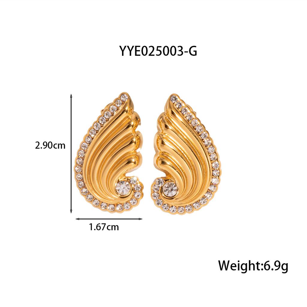 Edelstahl Flügel Ohrringe für Damen Gold Silber Farbe Eingelegte Diamant Stecker