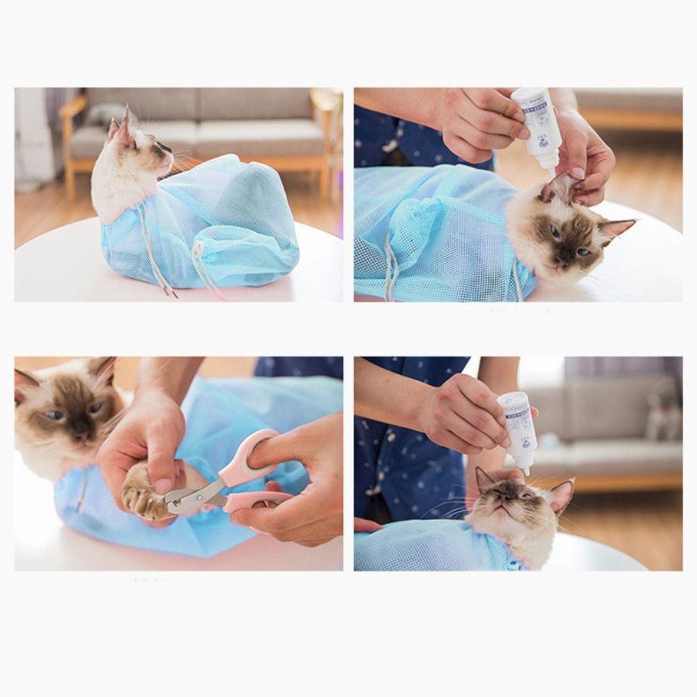 Borsa da Toelettatura per Gatti in Rete Regolabile Anti-Morso in Poliestere Sacca per Lavaggio Animali Domestici Traspirante Cestino per Doccia Gatto Prodotti per Animali Domestici